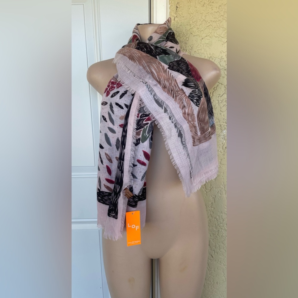 LOF Elegant Multicolor Leaf Pattern Scarf
